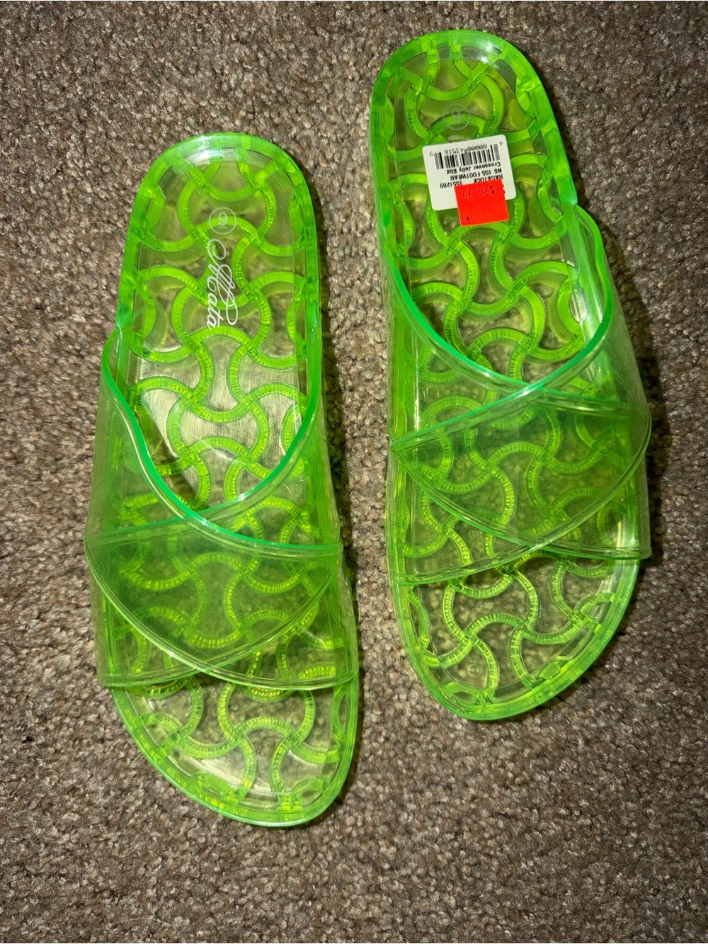Mata Bright Neon Green Jelly Slide Sandals